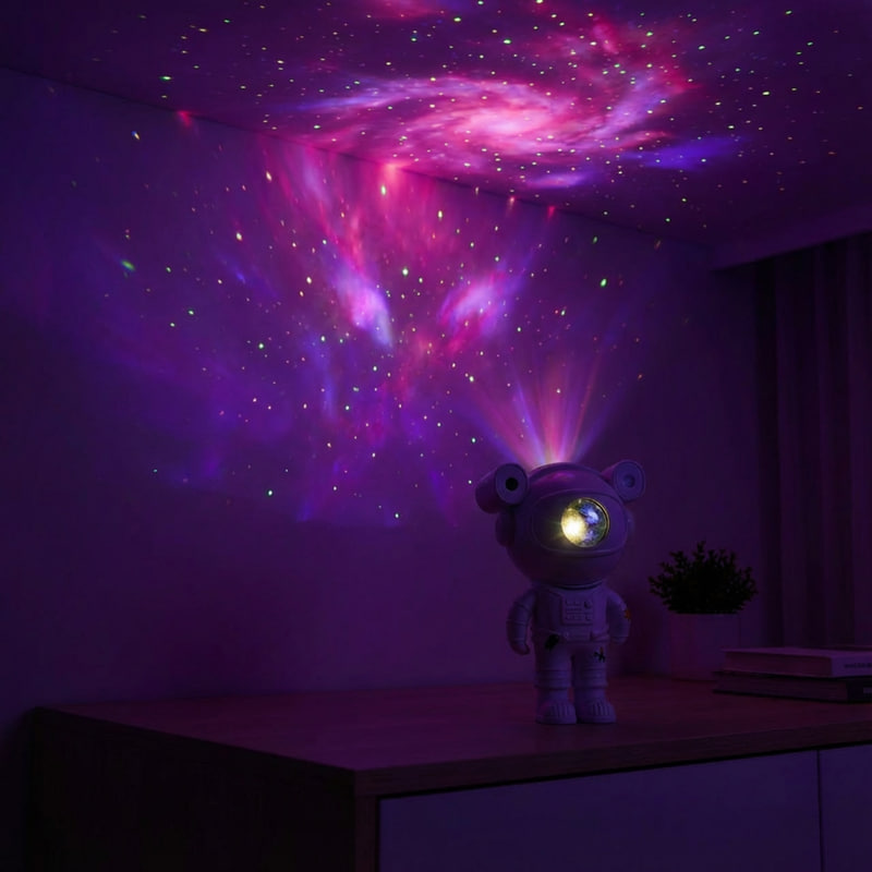 چراغ خواب اسپیکردار کهکشانی 360 درجه طرح فضانورد به همراه ریموت